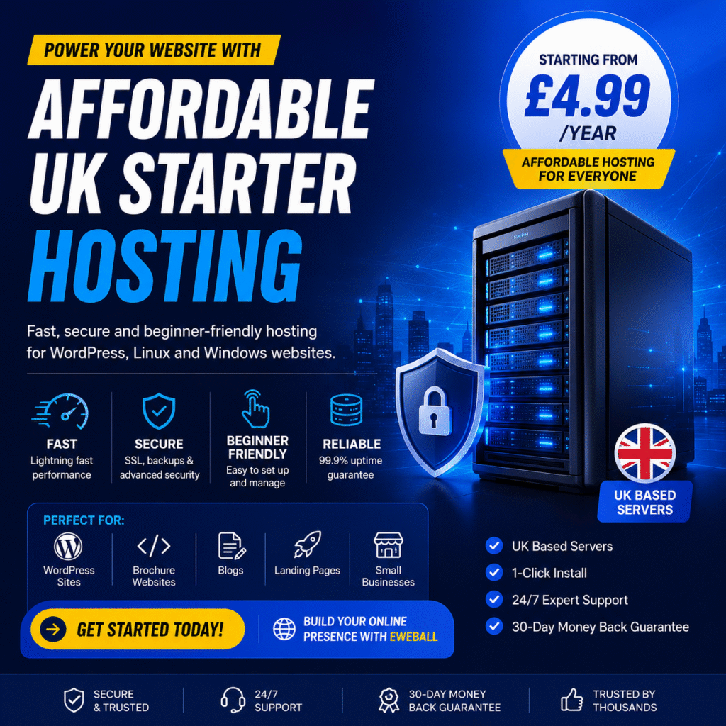 eWeball affordable UK web hosting from £4.99 a year